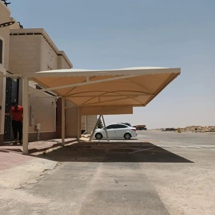 مظلات سيارات PVC بتصميم مقوس حديث في جيزان