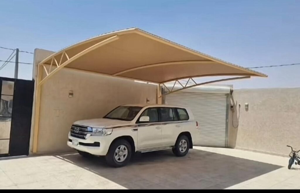 مظلات سيارات صناعية جيزان للمصانع والمنشآت التجارية.