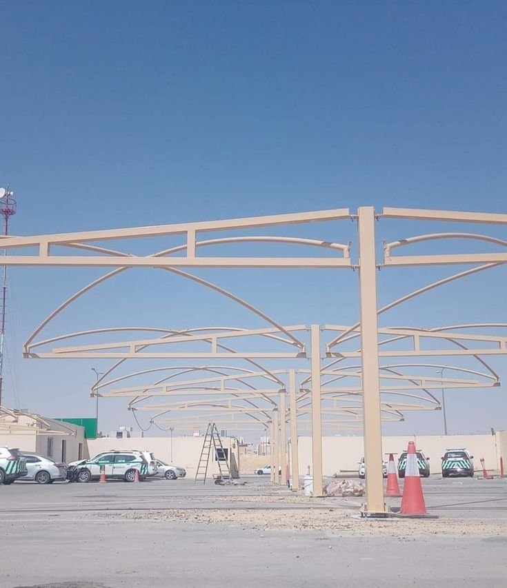 مظلات مدارس حديد وقماش PVC مقاومة للعوامل الجوية